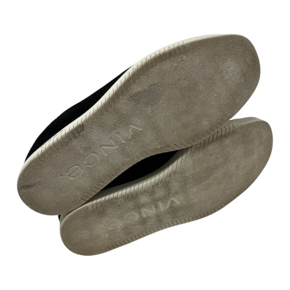 Vince Black Ribbed Ilona Round Toe Wedge Leather Sneakers - Picture 6 of 12